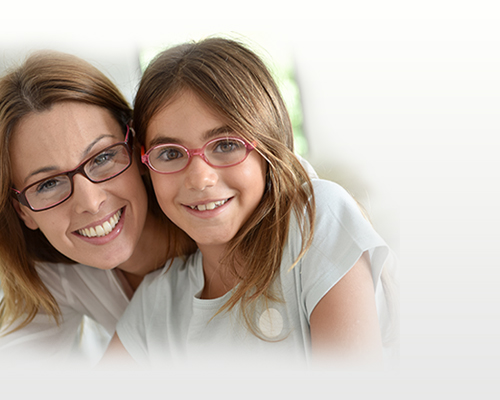 Mother and Daughter wearing Glasses from Optometrist